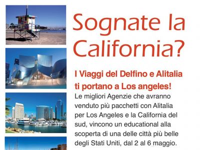Visit California - Alitalia - I Viaggi del Delfino tour operator (pagina pubblicitaria, pubblico di settore)